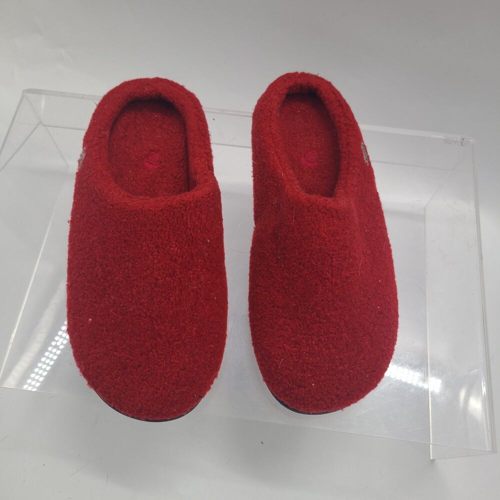 Acorn Red Wool Slippers Women's Sz 6.5-7.5 Cozy Indoor Shoes